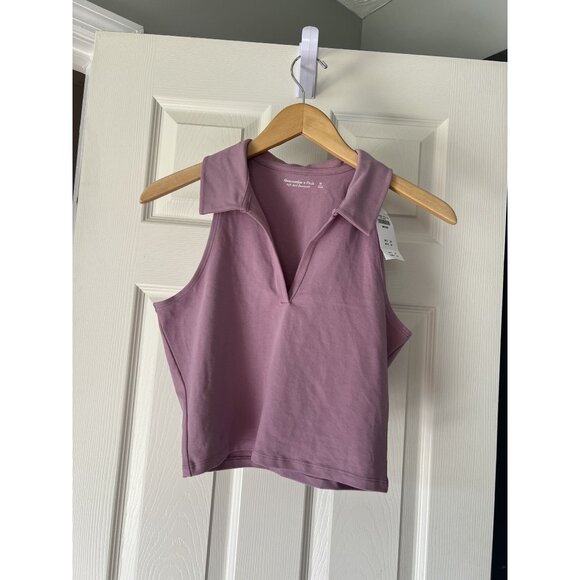 Abercrombie NWT Collared Tank Top Soft A&F Essentials Mauve Purple Medium - Picture 1 of 4
